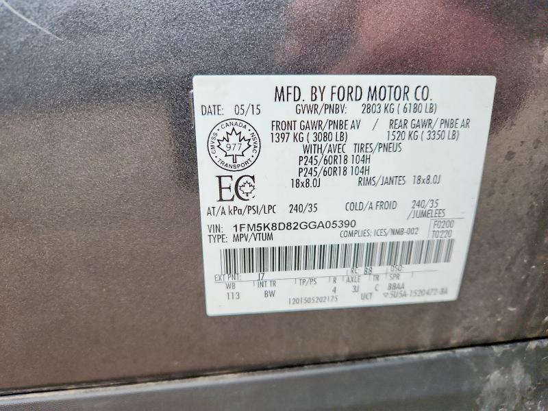 Aukcja sprzedaży 2016 Ford Explorer, vin: 1FM5K8D82GGA05390, numer aukcji: 45956376