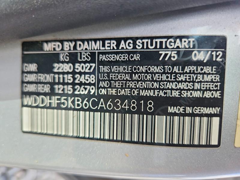 Aukcja sprzedaży 2012 Mercedes-benz E, vin: WDDHF5KB6CA634818, numer aukcji: 48349346
