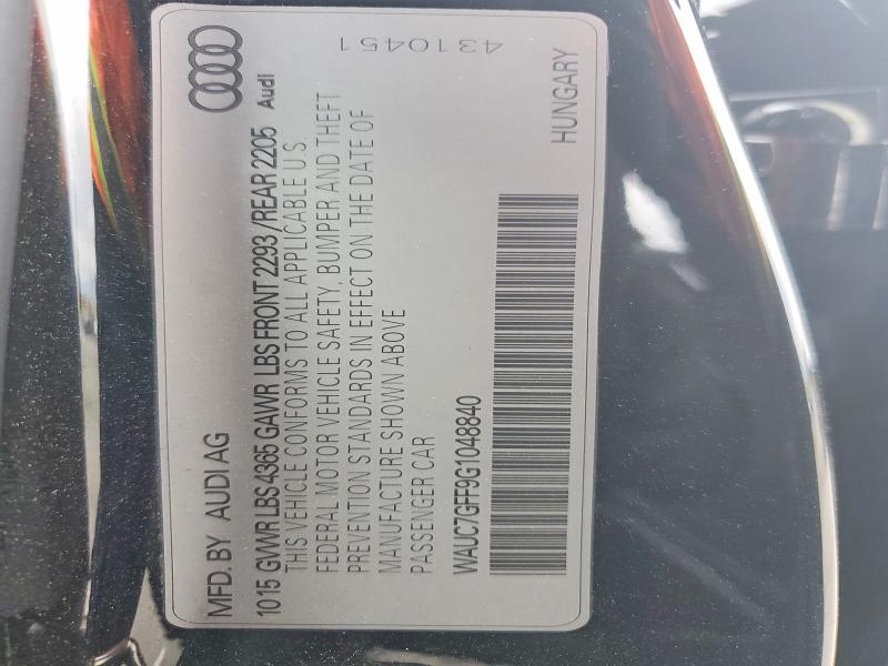 48443526 :رقم المزاد ، WAUC7GFF9G1048840 vin ، 2016 Audi A3 مزاد بيع
