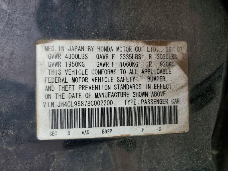 Aukcja sprzedaży 2008 Acura Tsx, vin: JH4CL96878C002200, numer aukcji: 46648036