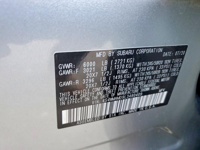 Aukcja sprzedaży 2020 Subaru Ascent, vin: 4S4WMAMD9L3480409, numer aukcji: 47432836