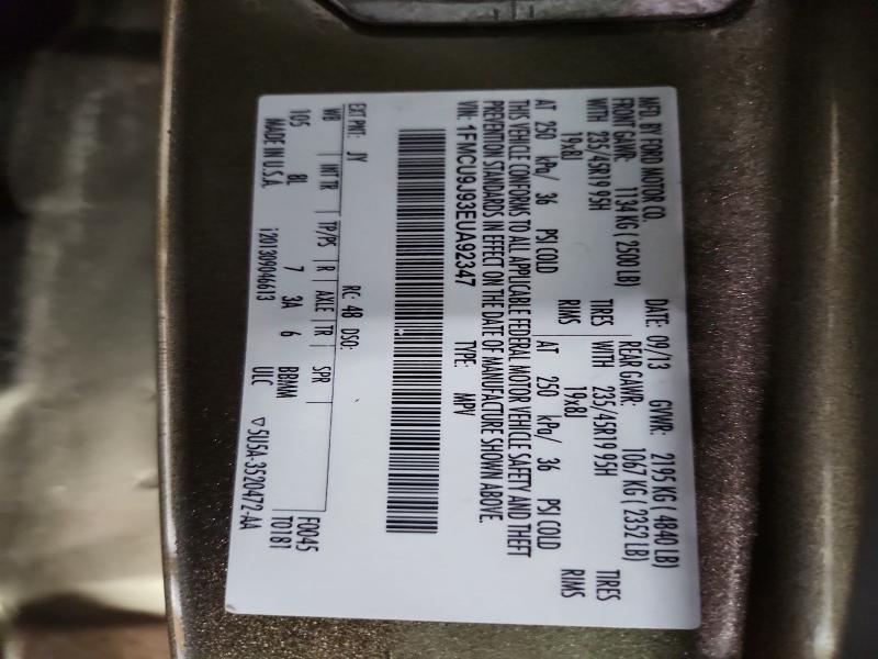 2014 Ford Escape მანქანა იყიდება აუქციონზე, vin: 1FMCU9J93EUA92347, აუქციონის ნომერი: 46318516