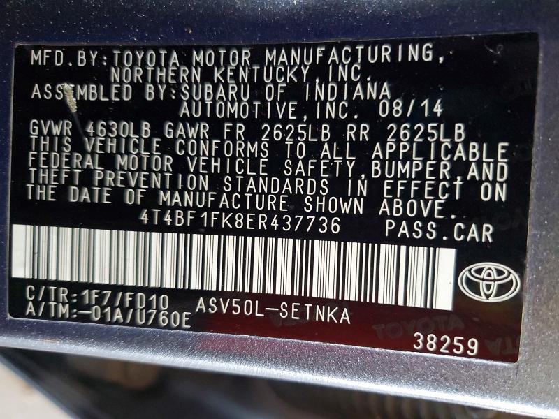 Продажа на аукционе авто 2014 Toyota Camry, vin: 4T4BF1FK8ER437736, номер лота: 47139396