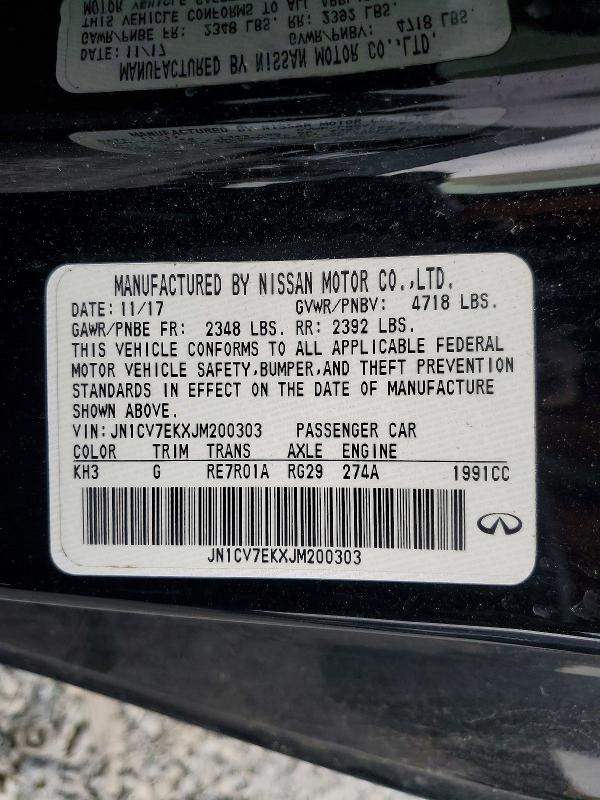 Aukcja sprzedaży 2018 Infiniti Q60, vin: JN1CV7EKXJM200303, numer aukcji: 47287616