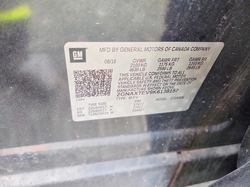 Aukcja sprzedaży 2019 Chevrolet Equinox, vin: 2GNAXTEV9K6138157, numer aukcji: 47877166