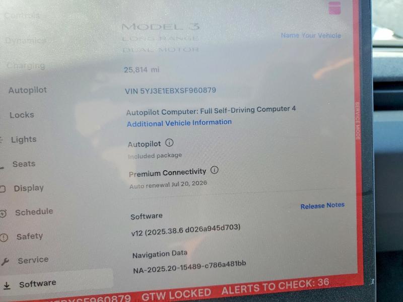 Продаж на аукціоні авто 2025 Tesla Model 3, vin: 5YJ3E1EBXSF960879, номер лоту: 47005416