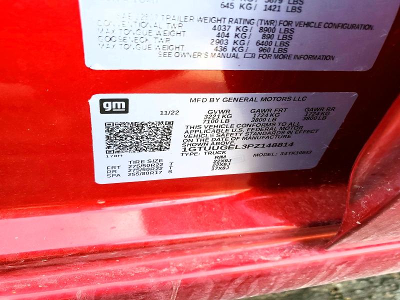 Продаж на аукціоні авто 2023 Gmc Sierra, vin: 1GTUUGEL3PZ148814, номер лоту: 47219986