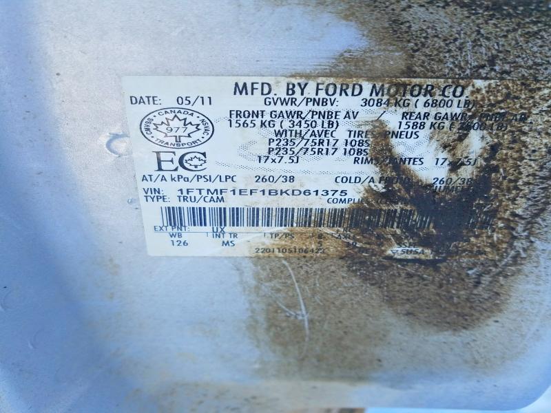 Aukcja sprzedaży 2011 Ford F150, vin: 1FTMF1EF1BKD61375, numer aukcji: 75154425