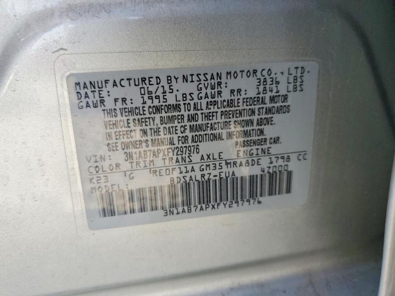 47921926 :رقم المزاد ، 3N1AB7APXFY297976 vin ، 2015 Nissan Sentra مزاد بيع