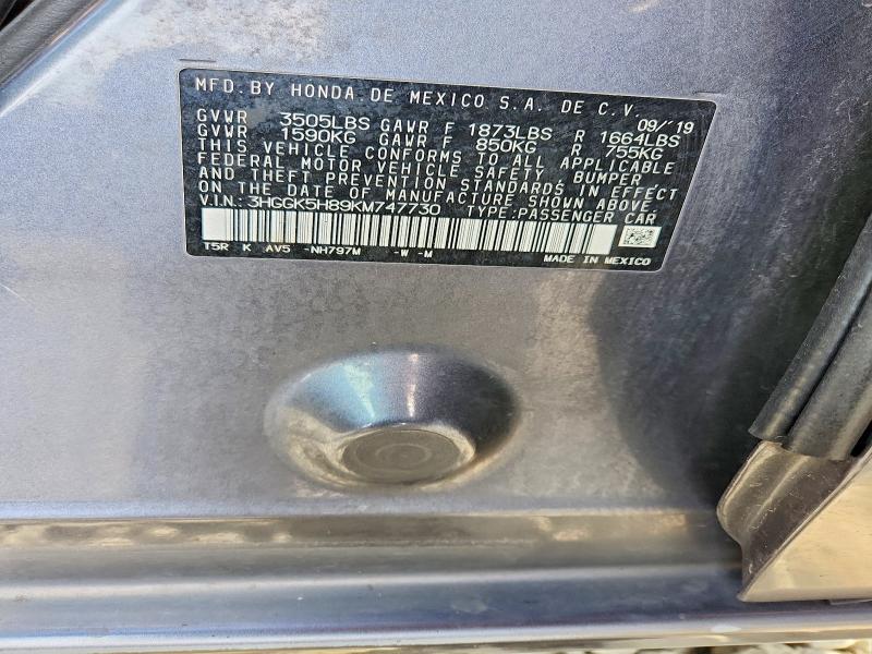 47526616 :رقم المزاد ، 3HGGK5H89KM747730 vin ، 2019 Honda Fit مزاد بيع