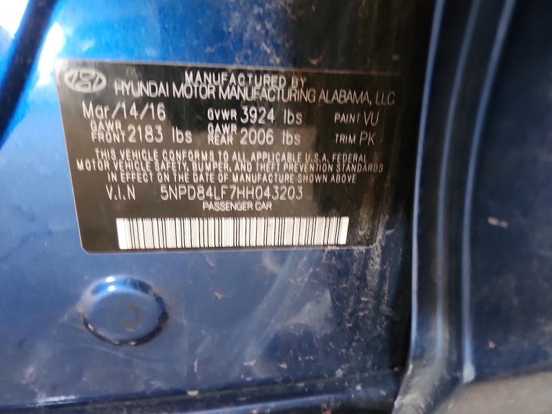 2017 Hyundai Elantra მანქანა იყიდება აუქციონზე, vin: 5NPD84LF7HH043203, აუქციონის ნომერი: 45558686