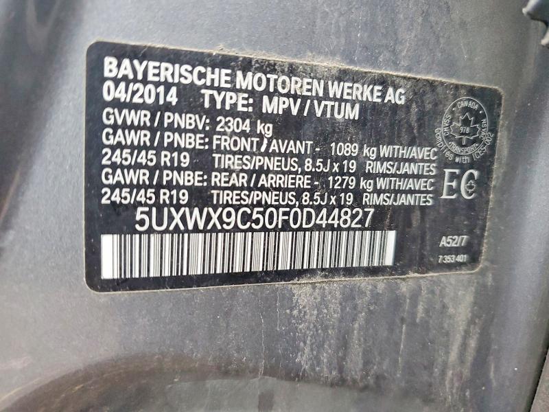 76021775 :رقم المزاد ، 5UXWX9C50F0D44827 vin ، 2015 Bmw X3 مزاد بيع