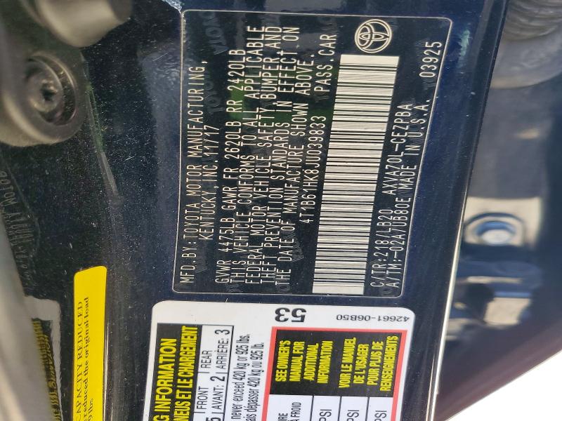 46400626 :رقم المزاد ، 4T1B61HK8JU039833 vin ، 2018 Toyota Camry مزاد بيع