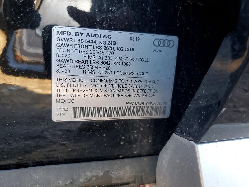 Продаж на аукціоні авто 2019 Audi Q5, vin: WA1BNAFY4K2081776, номер лоту: 46292296