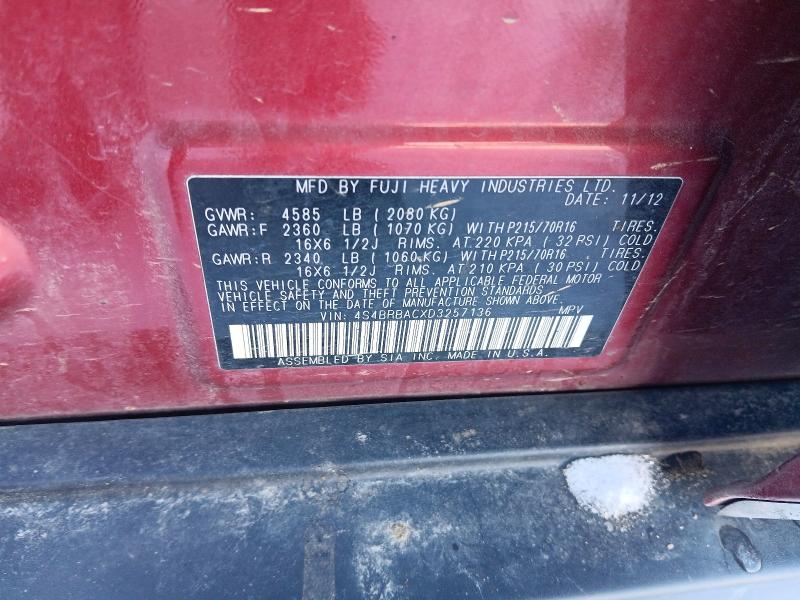 Aukcja sprzedaży 2013 Subaru Outback, vin: 4S4BRBACXD3257136, numer aukcji: 79247435