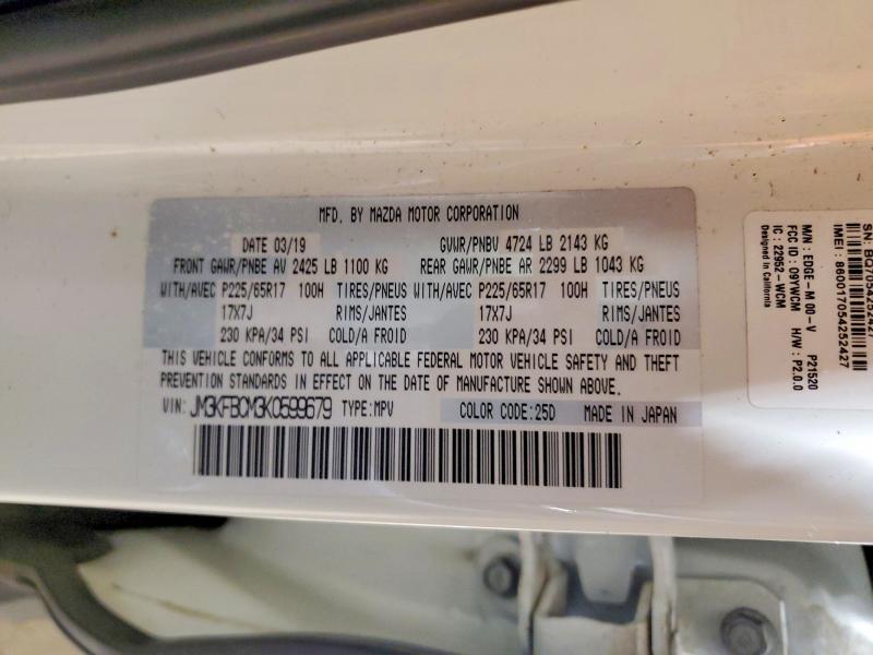 2019 Mazda Cx-5 მანქანა იყიდება აუქციონზე, vin: JM3KFBCM3K0599679, აუქციონის ნომერი: 48095096