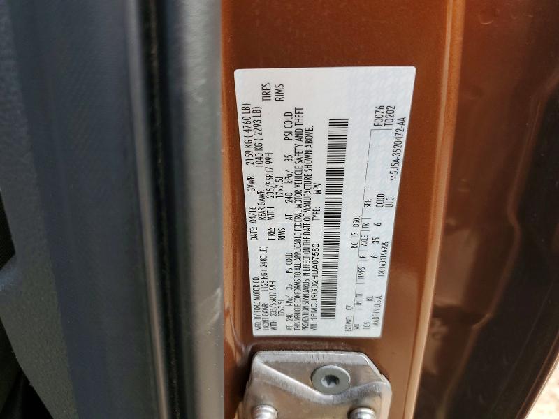 Aukcja sprzedaży 2017 Ford Escape, vin: 1FMCU9GD2HUA07580, numer aukcji: 46774646