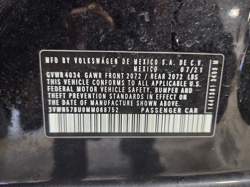 Продаж на аукціоні авто 2021 Volkswagen Jetta, vin: 3VWN57BU0MM068752, номер лоту: 46532226