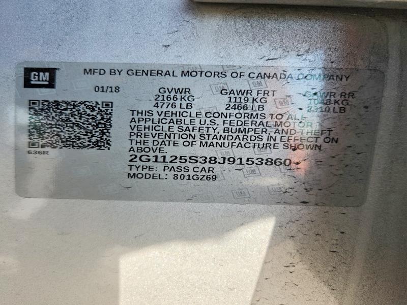 Aukcja sprzedaży 2018 Chevrolet Impala, vin: 2G1125S38J9153860, numer aukcji: 46498006