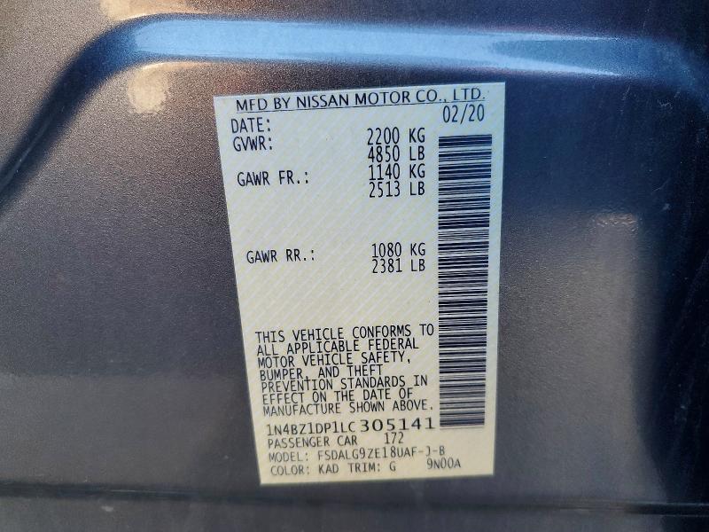 Продаж на аукціоні авто 2020 Nissan Leaf, vin: 1N4BZ1DP1LC305141, номер лоту: 47019526