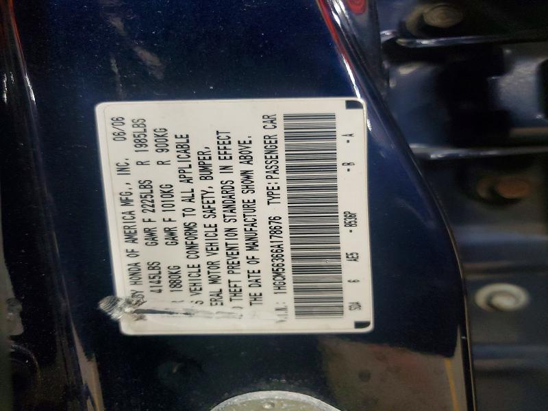 Продаж на аукціоні авто 2006 Honda Accord, vin: 1HGCM56366A178676, номер лоту: 47883666
