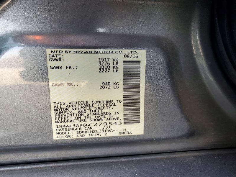 Aukcja sprzedaży 2016 Nissan Altima, vin: 1N4AL3AP6GC279543, numer aukcji: 79681835