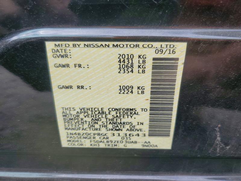 Продаж на аукціоні авто 2016 Nissan Leaf, vin: 1N4BZ0CP8GC313643, номер лоту: 48170606