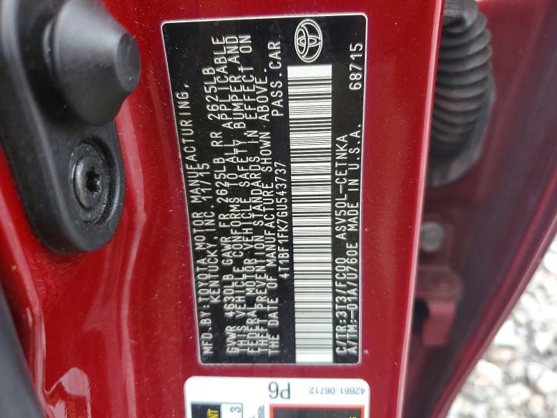2016 Toyota Camry მანქანა იყიდება აუქციონზე, vin: 4T1BF1FK7GU543737, აუქციონის ნომერი: 79069695