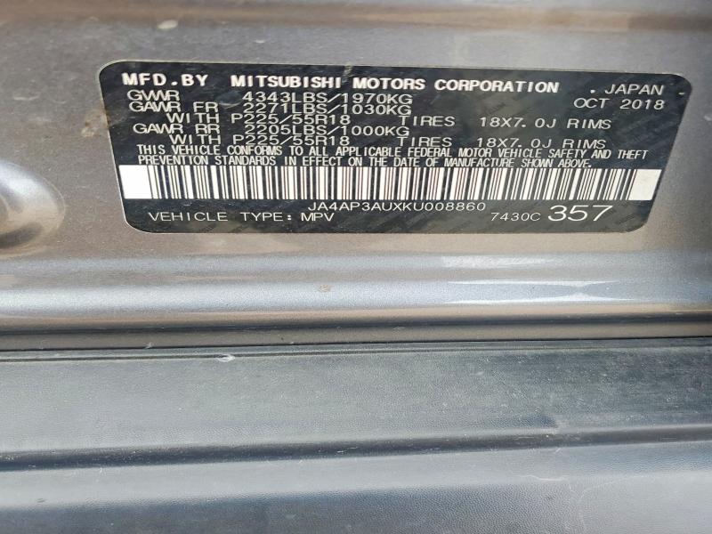 Продаж на аукціоні авто 2019 Mitsubishi Outlander Sport, vin: JA4AP3AUXKU008860, номер лоту: 41945616