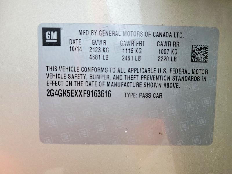 Продаж на аукціоні авто 2015 Buick Regal, vin: 2G4GK5EXXF9163616, номер лоту: 46644916
