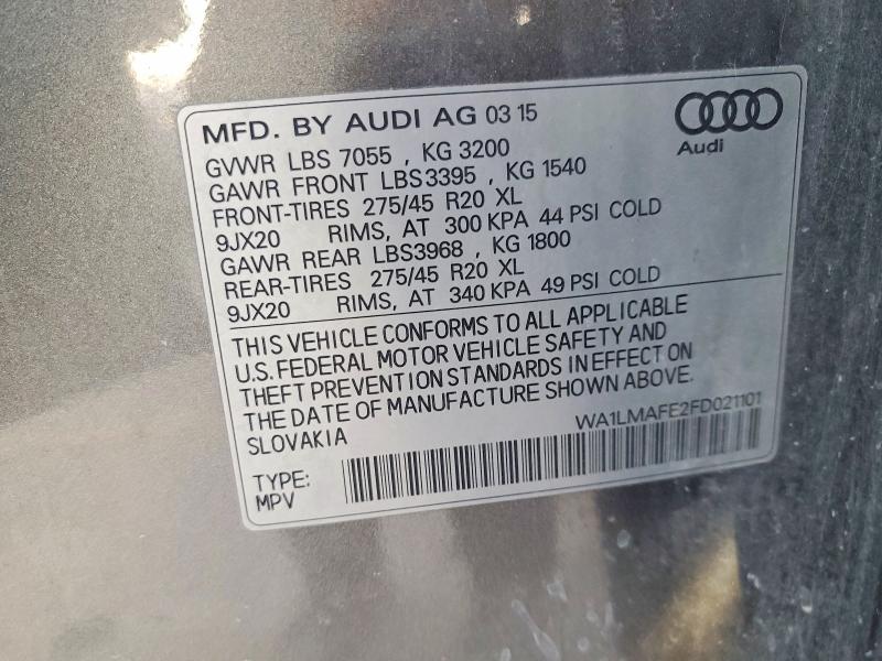 Продаж на аукціоні авто 2015 Audi Q7, vin: WA1LMAFE2FD021101, номер лоту: 42022396