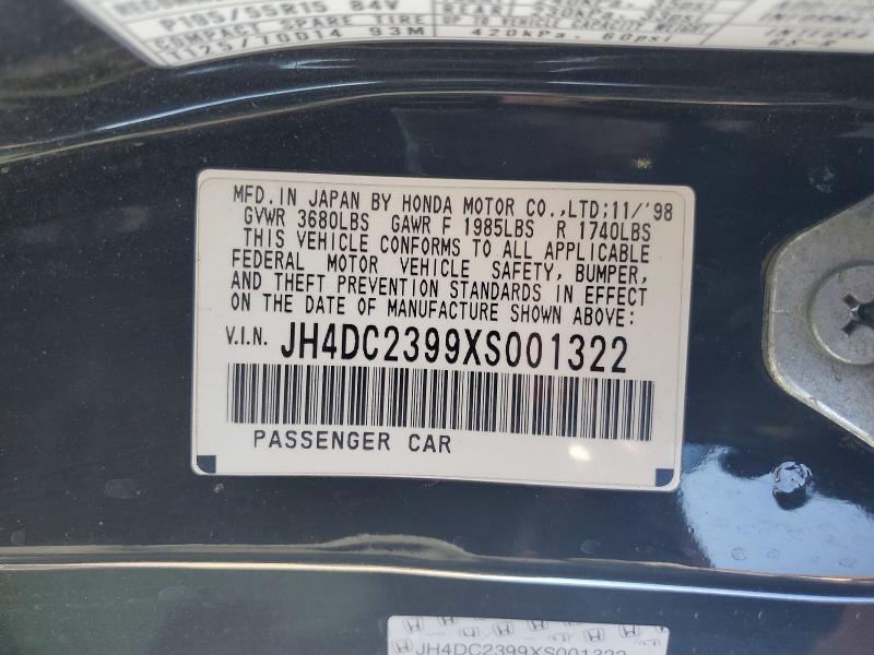 1999 Acura Integra მანქანა იყიდება აუქციონზე, vin: JH4DC2399XS001322, აუქციონის ნომერი: 78739915