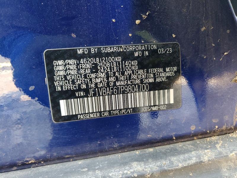 Продажа на аукционе авто 2023 Subaru Wrx, vin: JF1VBAF67P9804700, номер лота: 45573596