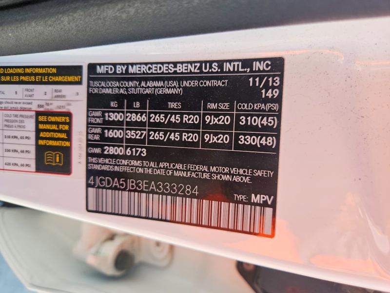 Auction sale of the 2014 Mercedes-benz Ml, vin: 4JGDA5JB3EA333284, lot number: 47534116