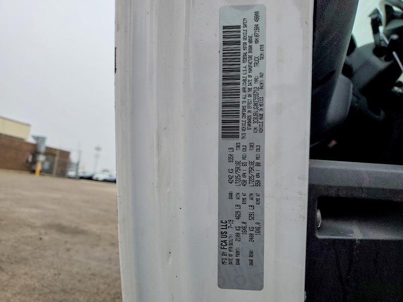 2019 Ram Promaster 3500 მანქანა იყიდება აუქციონზე, vin: 3C6URVJG0KE555712, აუქციონის ნომერი: 79625725