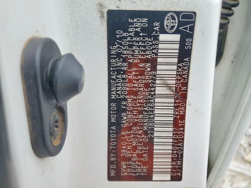 2010 Toyota Corolla მანქანა იყიდება აუქციონზე, vin: 2T1BU4EE6AC442779, აუქციონის ნომერი: 47474996