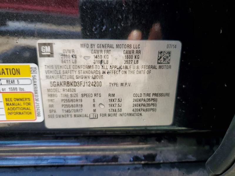 Aukcja sprzedaży 2015 Buick Enclave, vin: 5GAKRBKD3FJ124200, numer aukcji: 46307326