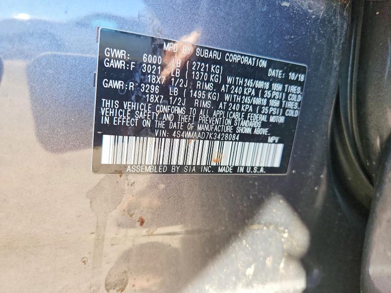 Aukcja sprzedaży 2019 Subaru Ascent, vin: 4S4WMAAD7K3428084, numer aukcji: 41835686