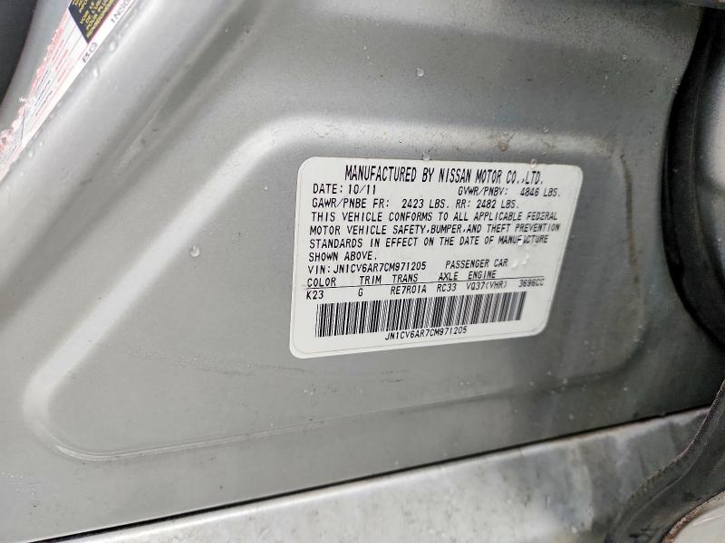 Aukcja sprzedaży 2012 Infiniti G37 Sedan, vin: JN1CV6AR7CM971205, numer aukcji: 77499855