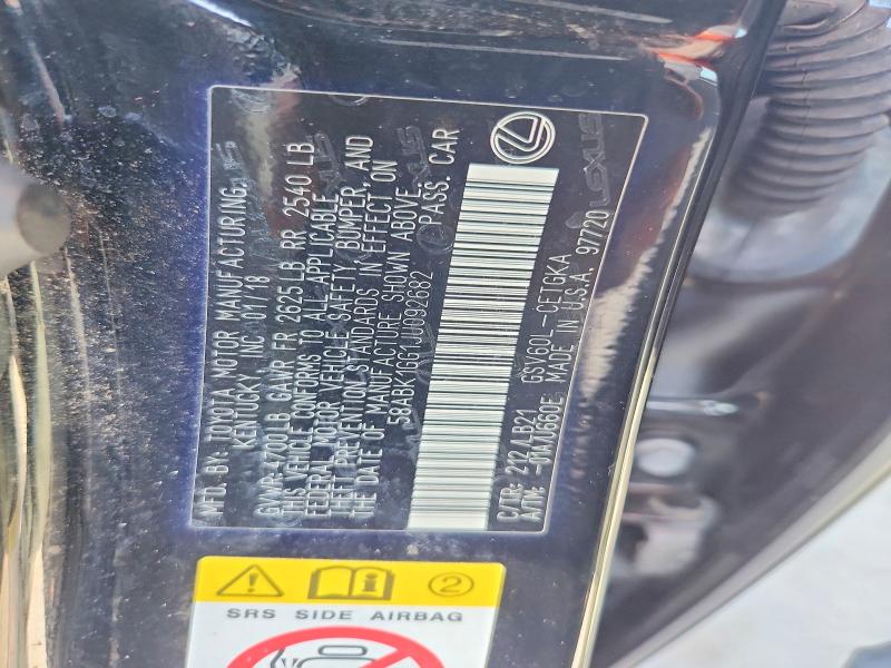 46054336 :رقم المزاد ، 58ABK1GG1JU092682 vin ، 2018 Lexus Es 350 مزاد بيع