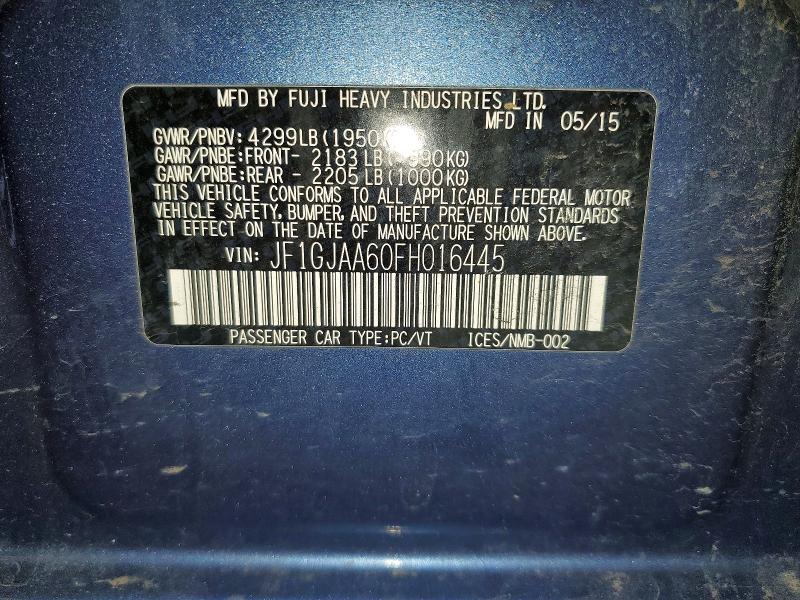 Продажа на аукционе авто 2015 Subaru Impreza, vin: JF1GJAA60FH016445, номер лота: 48183596