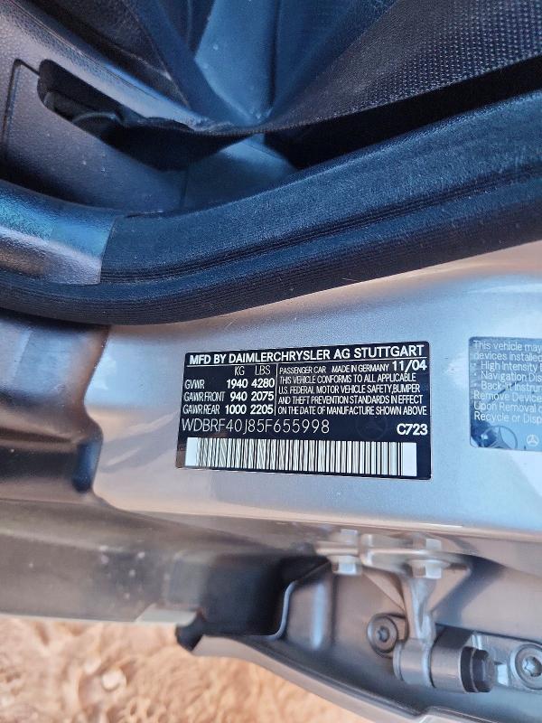 Aukcja sprzedaży 2005 Mercedes-benz C, vin: WDBRF40J85F655998, numer aukcji: 79942425