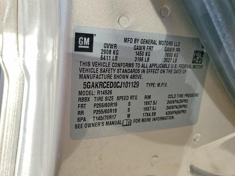 2012 Buick Enclave მანქანა იყიდება აუქციონზე, vin: 5GAKRCED0CJ101129, აუქციონის ნომერი: 47888686