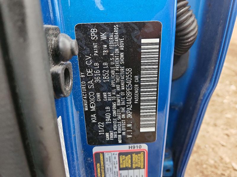 45598096 :رقم المزاد ، 3KPA24AD8PE540558 vin ، 2023 Kia Rio مزاد بيع