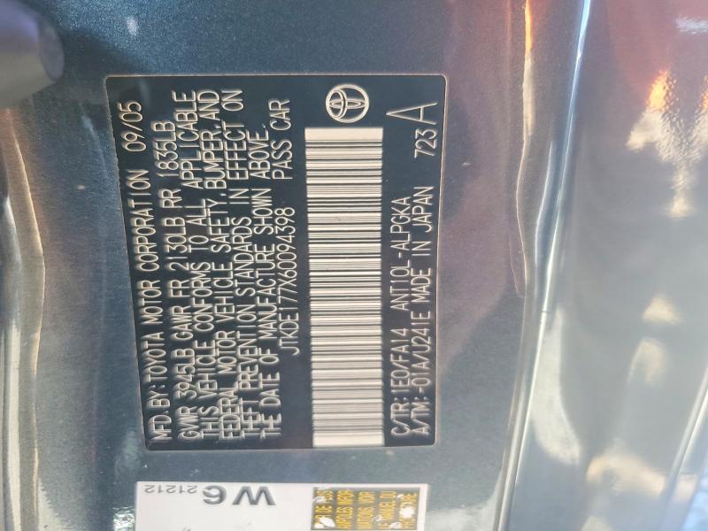 46907826 :رقم المزاد ، JTKDE177X60094398 vin ، 2006 Scion Tc مزاد بيع