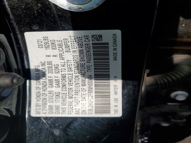 Aukcja sprzedaży 2021 Honda Civic, vin: 2HGFC2F8XMH550464, numer aukcji: 45519786
