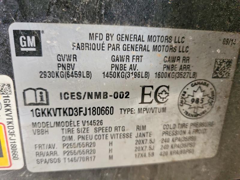 2015 Gmc Acadia მანქანა იყიდება აუქციონზე, vin: 1GKKVTKD3FJ180660, აუქციონის ნომერი: 47945966