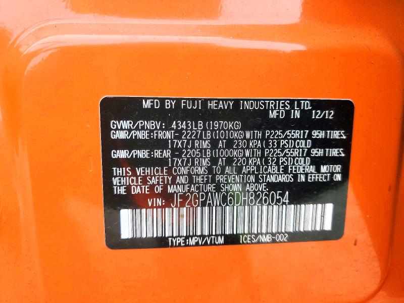 2013 Subaru Xv Crosstrek მანქანა იყიდება აუქციონზე, vin: JF2GPAWC6DH826054, აუქციონის ნომერი: 46059486