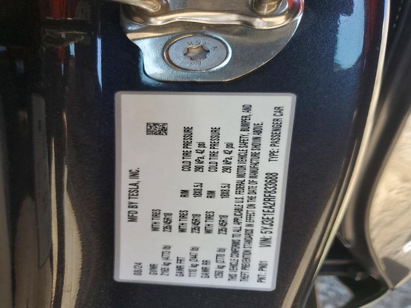 Aukcja sprzedaży 2024 Tesla Model 3, vin: 5YJ3E1EA2RF833688, numer aukcji: 46544406