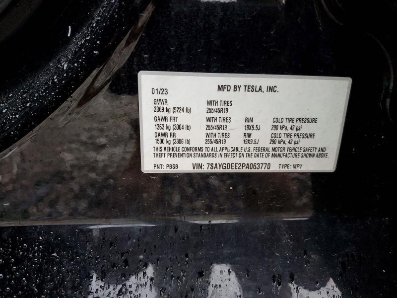 2023 Tesla Model Y მანქანა იყიდება აუქციონზე, vin: 7SAYGDEE2PA063770, აუქციონის ნომერი: 41774816